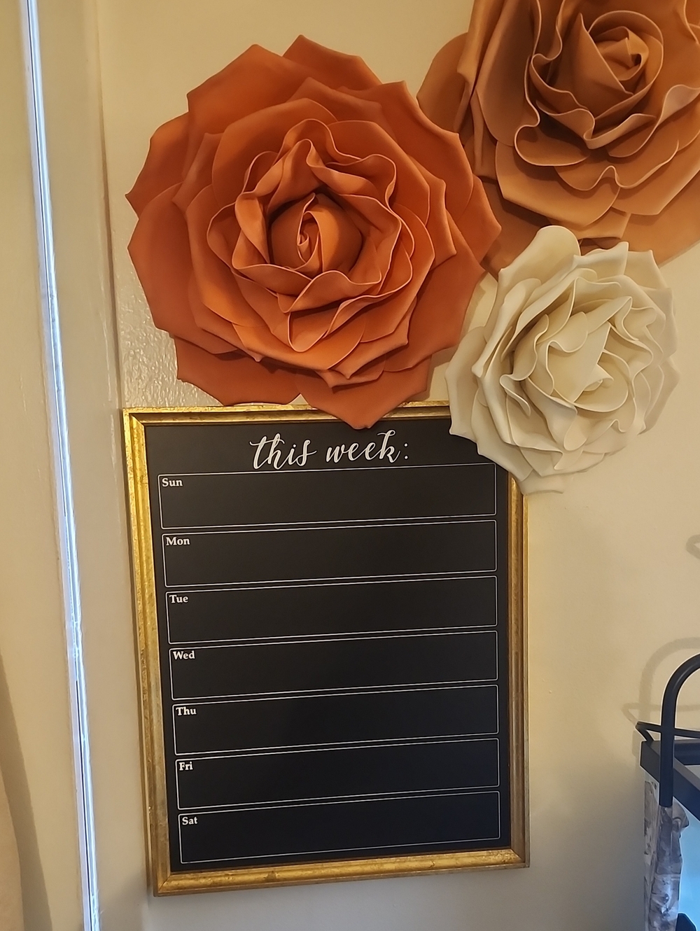 Weekly Chalkboard Planner with Gold Frame